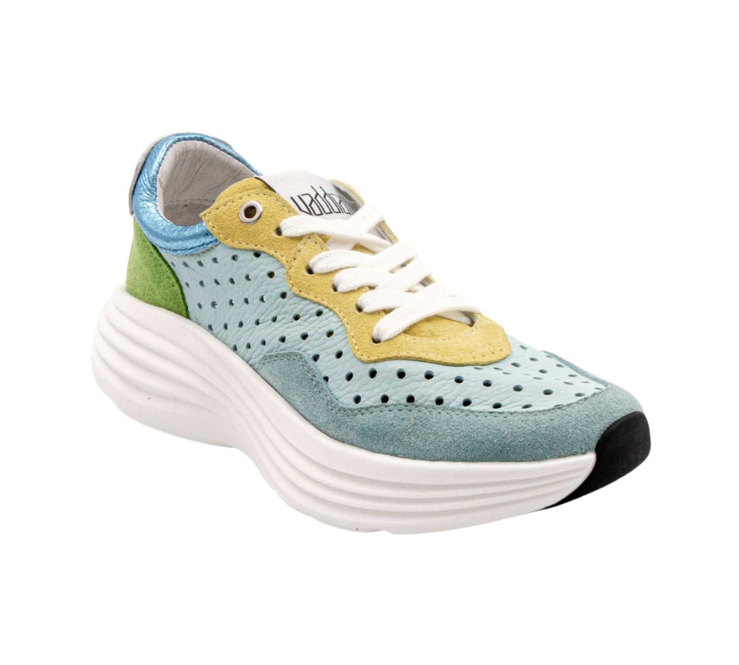 perforated multi-color lace up sneaker 