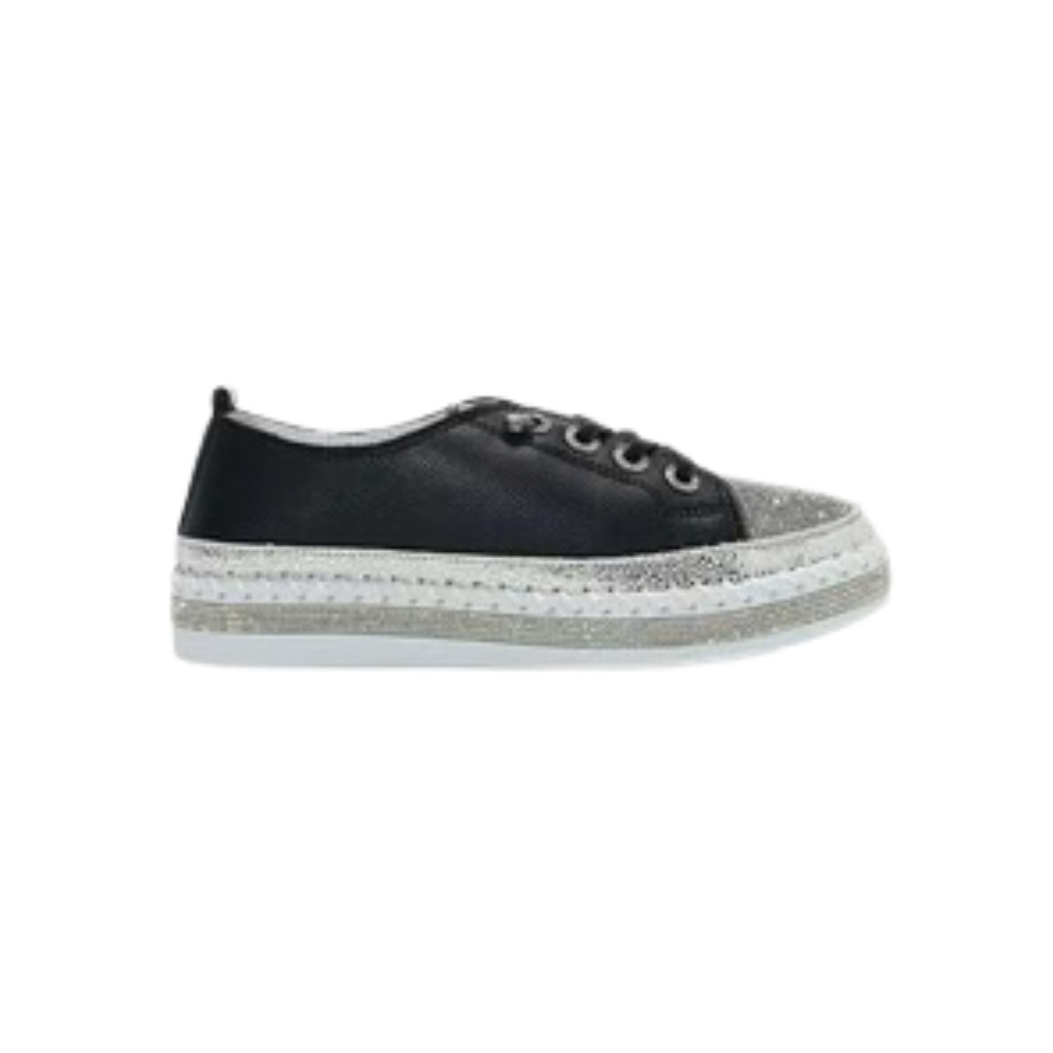 Black sneaker with gray sole 