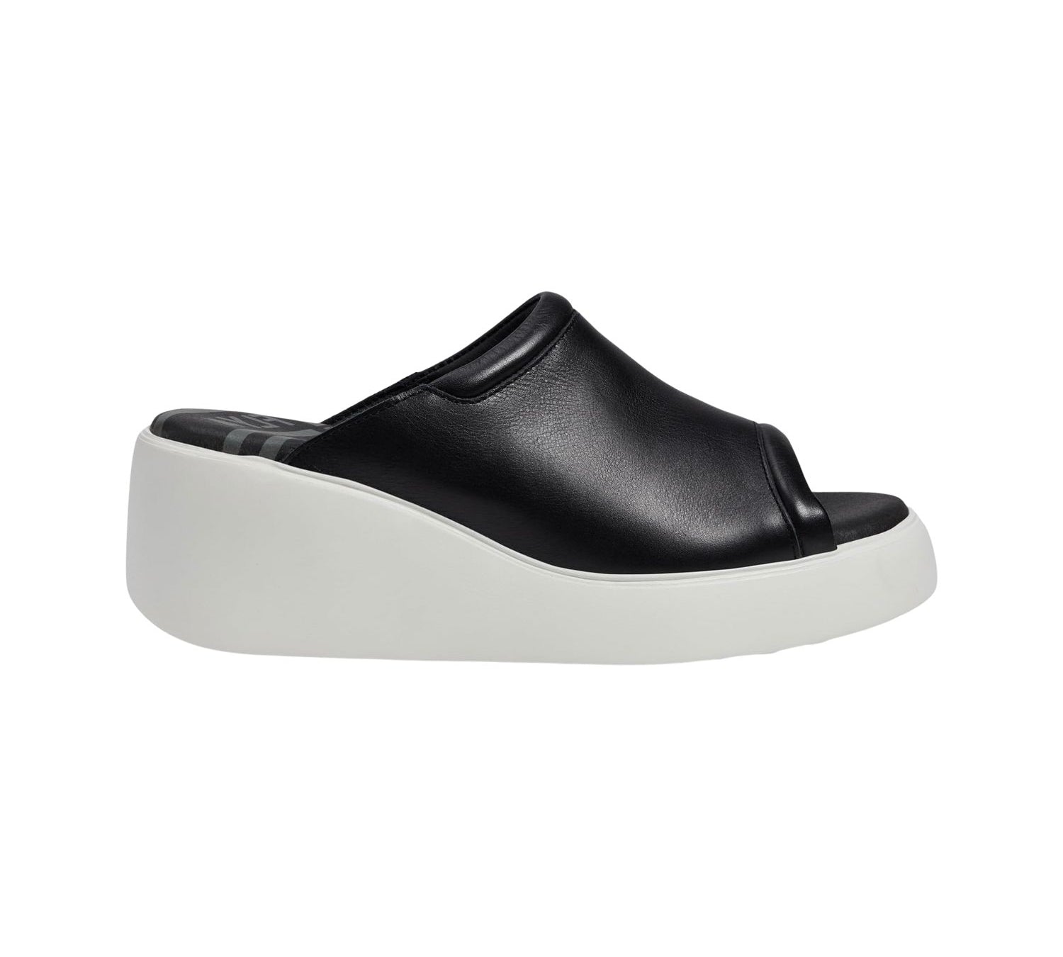 black and white slip on wedge sandal