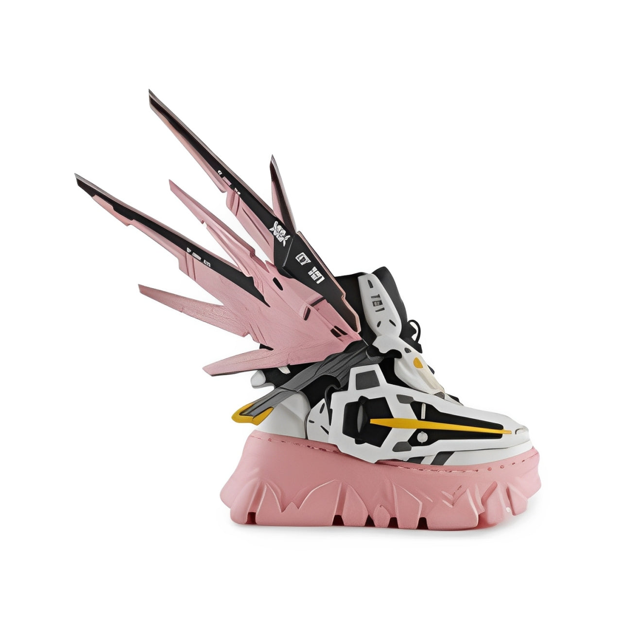 pink, white, black, and yellow fashion statement platform sneaker by Anthony Wang