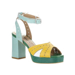 Multicolored heel with block heel 