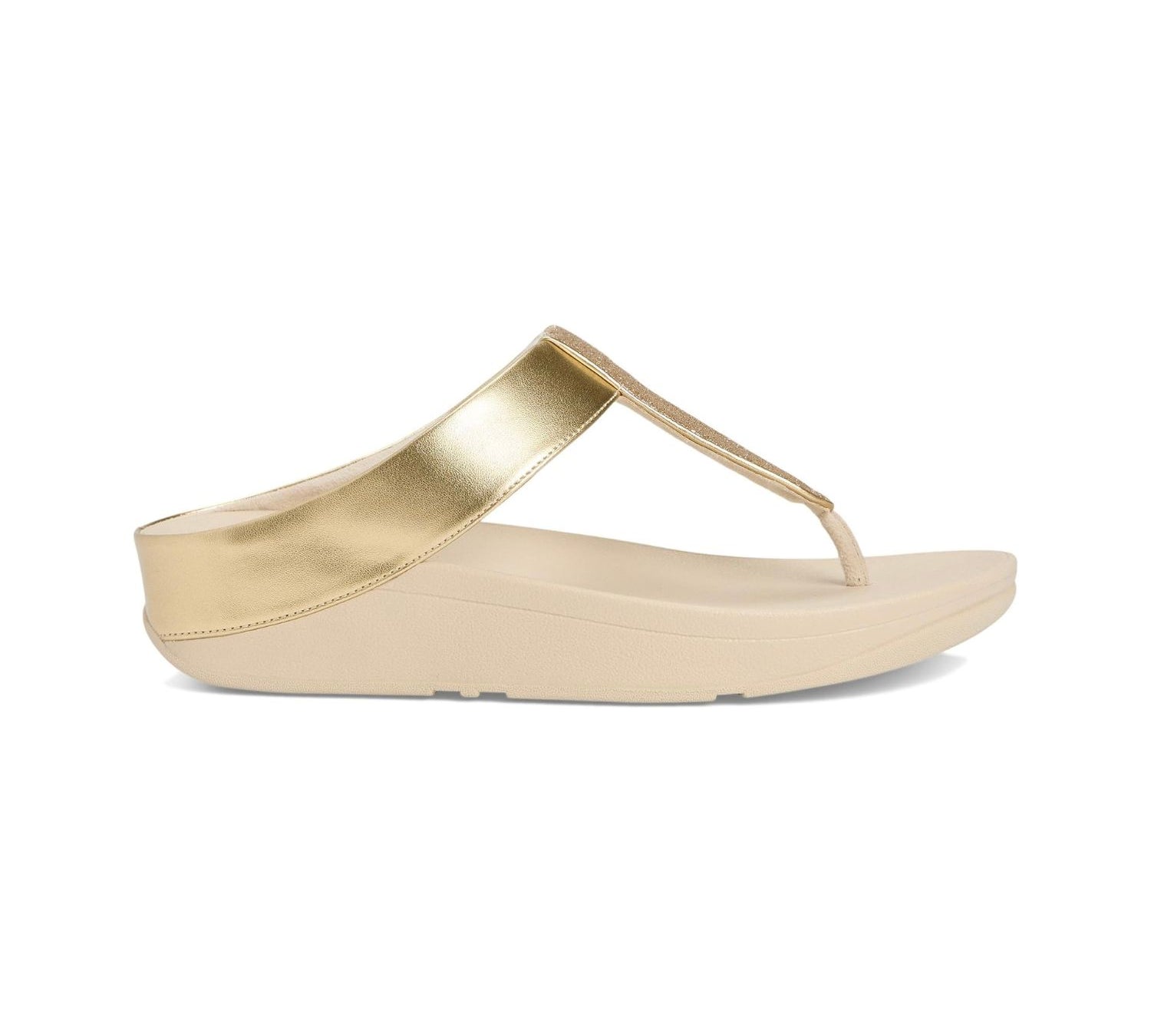 gold metallic platform wedge fit form flip flop
