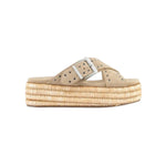 Beige sandal with woven sole 