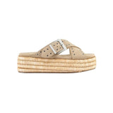 Beige sandal with woven sole 
