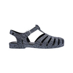 dark denim print sandal low profile with buckle
