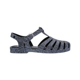 dark denim print sandal low profile with buckle