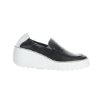 black and white wedge platform loafer