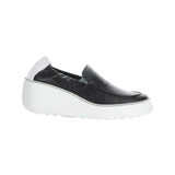 black and white wedge platform loafer