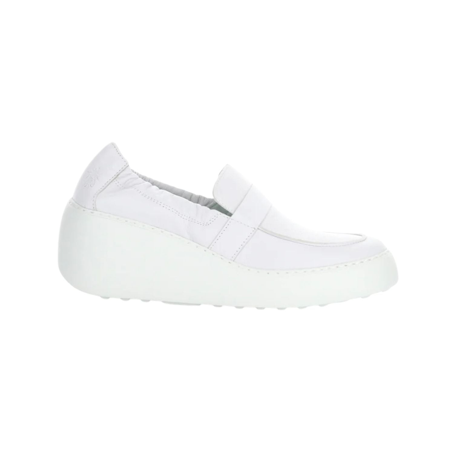 white wedge platform loafer