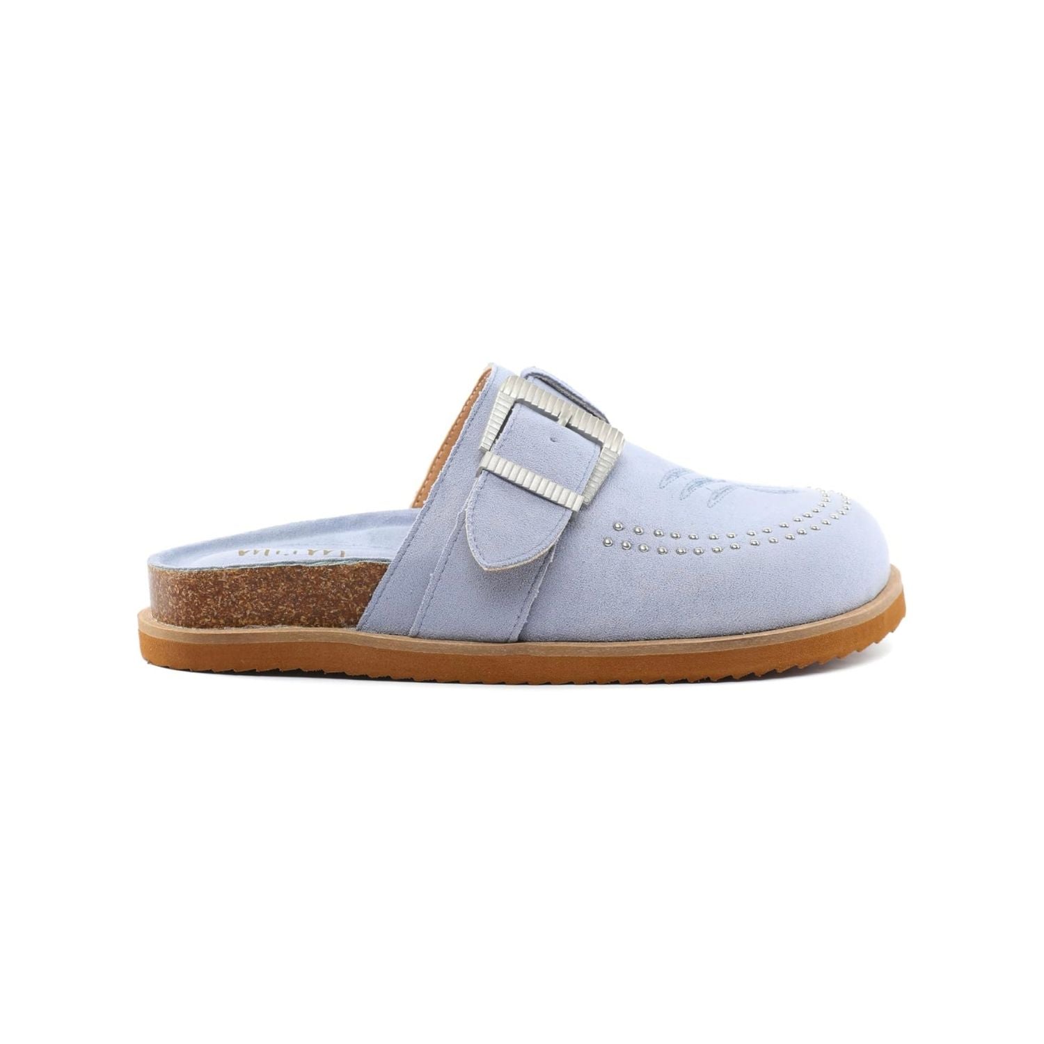 Light blue slipper with a buckle 