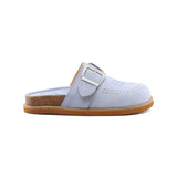 Light blue slipper with a buckle 