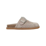 Light brown suede slipper with a strap 
