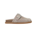 Light brown suede slipper with a strap 