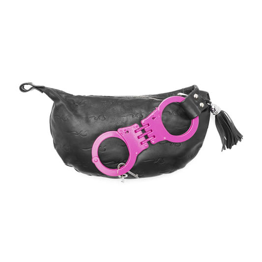 NamiSutra Black Cuffed Leather Logo Bag