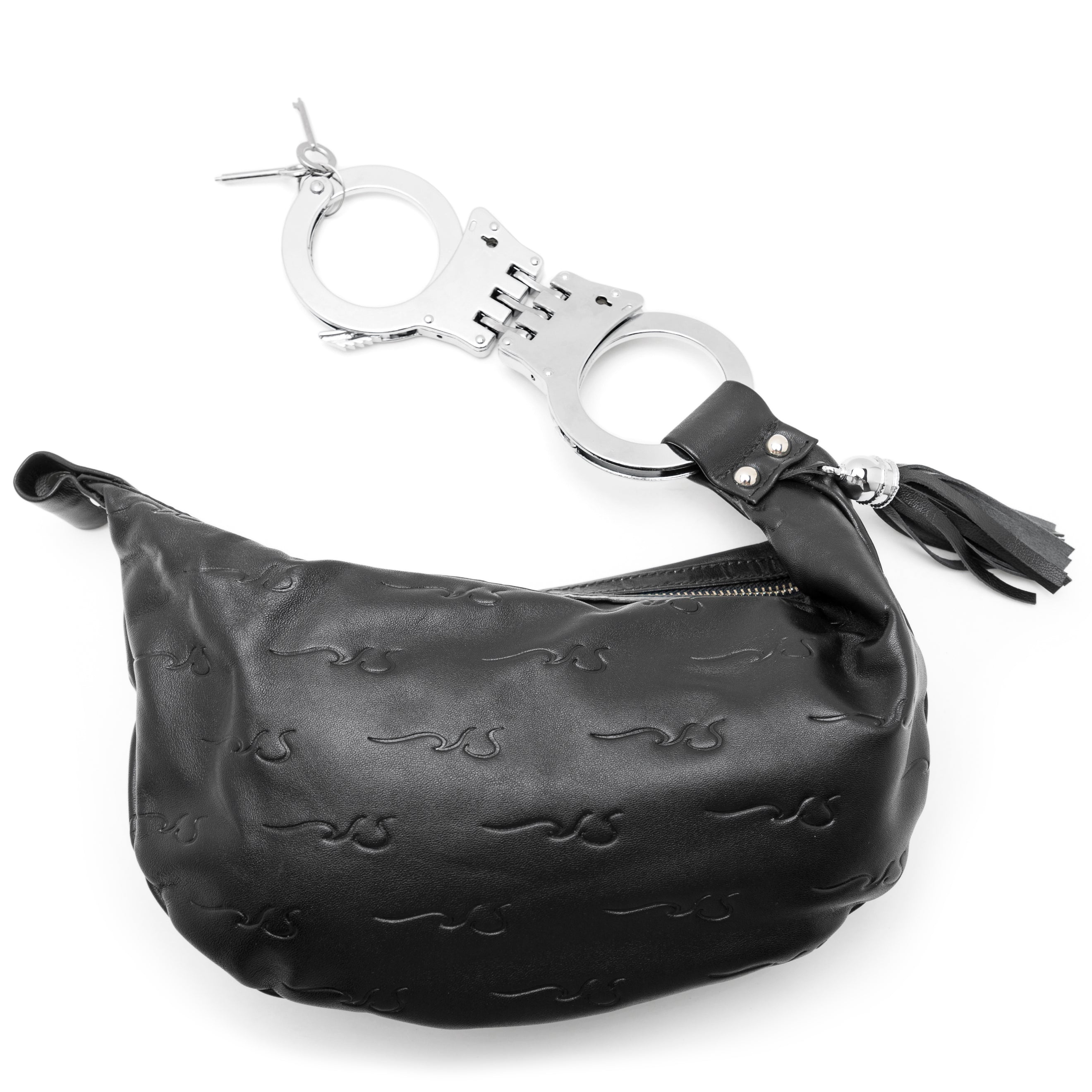 NamiSutra Black Cuffed Leather Logo Bag