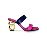 Magenta heel with gold ringed heel