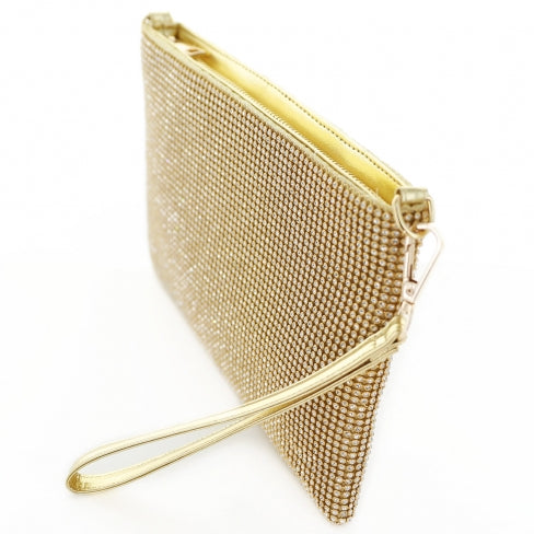INS Rhinestone Crystal Allover Wristlet Clutch Bag