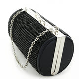 Crystal Embellished Cylinder Clutch Evening Bag