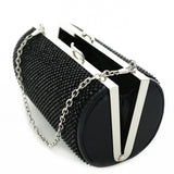 Crystal Embellished Cylinder Clutch Evening Bag