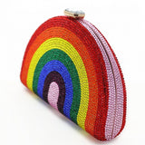 crystal embellished rainbow clutch handbag side view