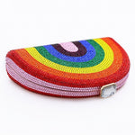 crystal embellished rainbow clutch handbag on its side