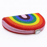 crystal embellished rainbow clutch handbag on its side