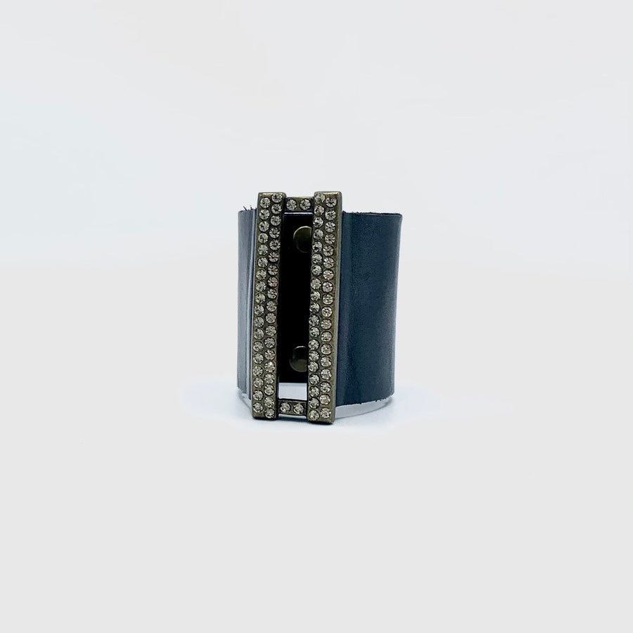 Gina Wide Open Rectangle Leather Bracelet