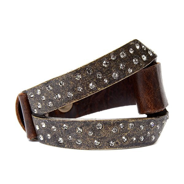 Gina Riley Split Metal Crystal and Leather Bracelet