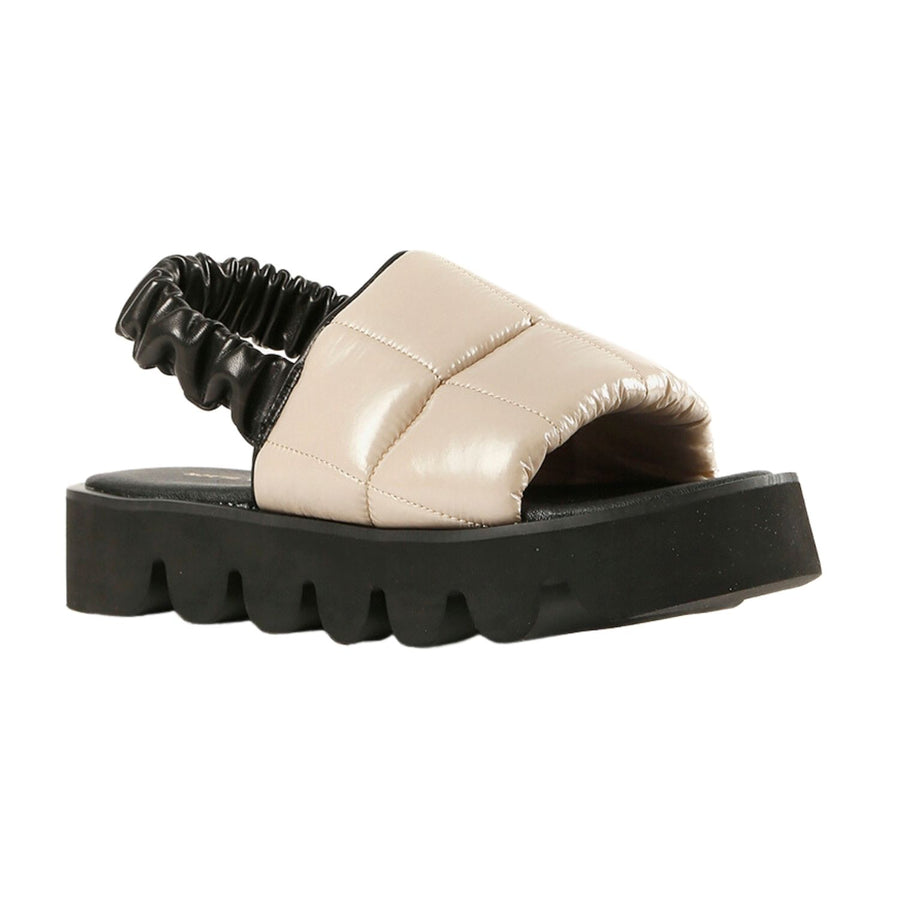 All Black Puffy Round Lugg Sandal D244