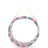 INS Pearl Handle Round Clear Woven Frame Bag