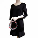 INS Pearl Handle Round Clear Woven Frame Bag
